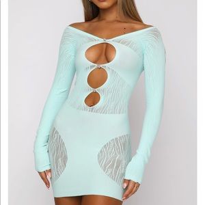 White Fox One Of A Kind Mesh Mini Dress Mint